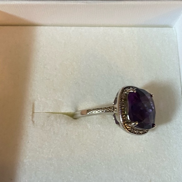 NWOT AFRICAN AMETHYST W ZIRCON STERLING RING - Picture 5 of 10